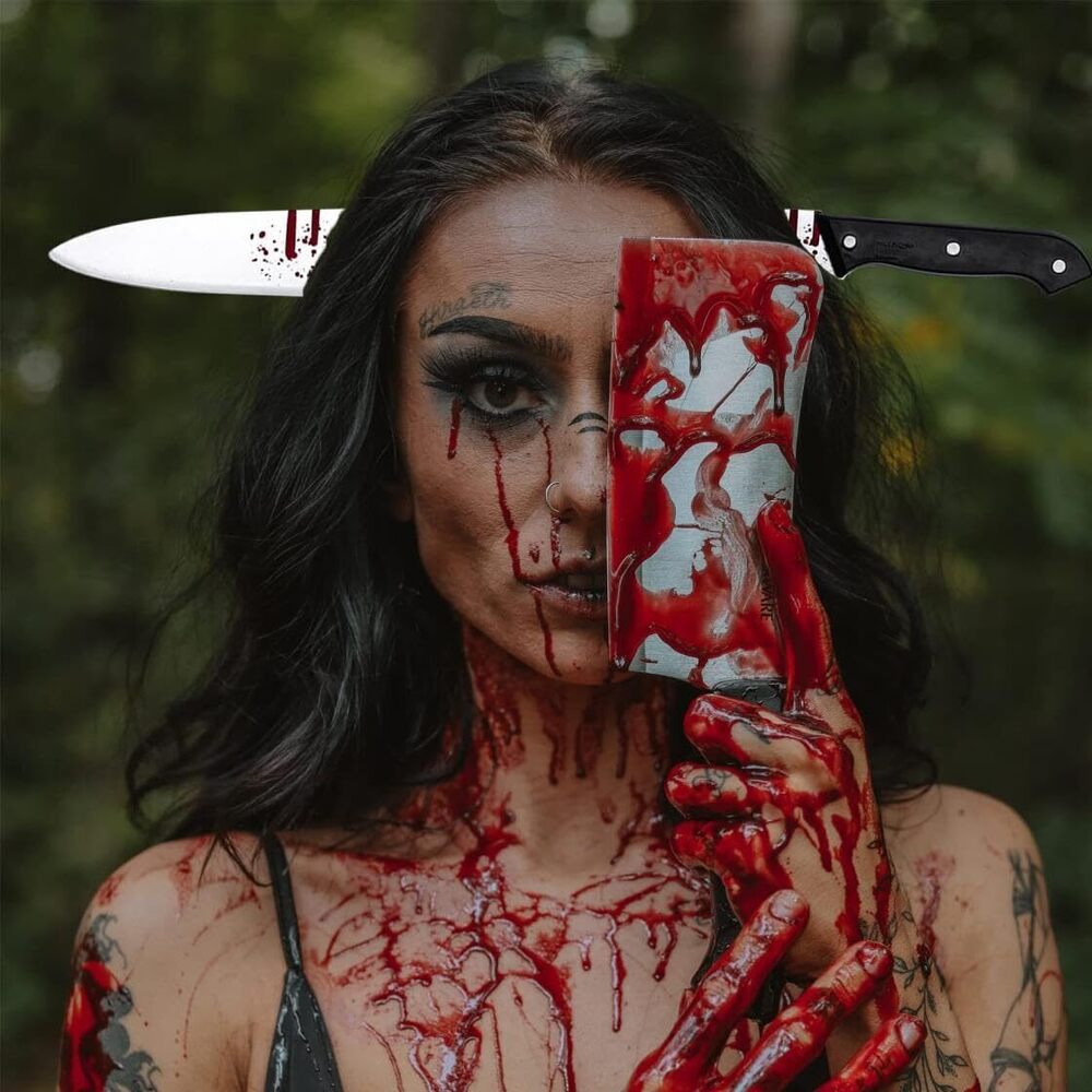 5654 3Pcs Halloween Knife Headbands + 30Pcs Scar Temporary Tattoos,Haunted - Picture 7 of 7